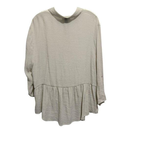 I.N Studio Women 3X Taupe Peplum Blouse Shoulder Lace Cottagecore Babydoll Flowy - Picture 4 of 6